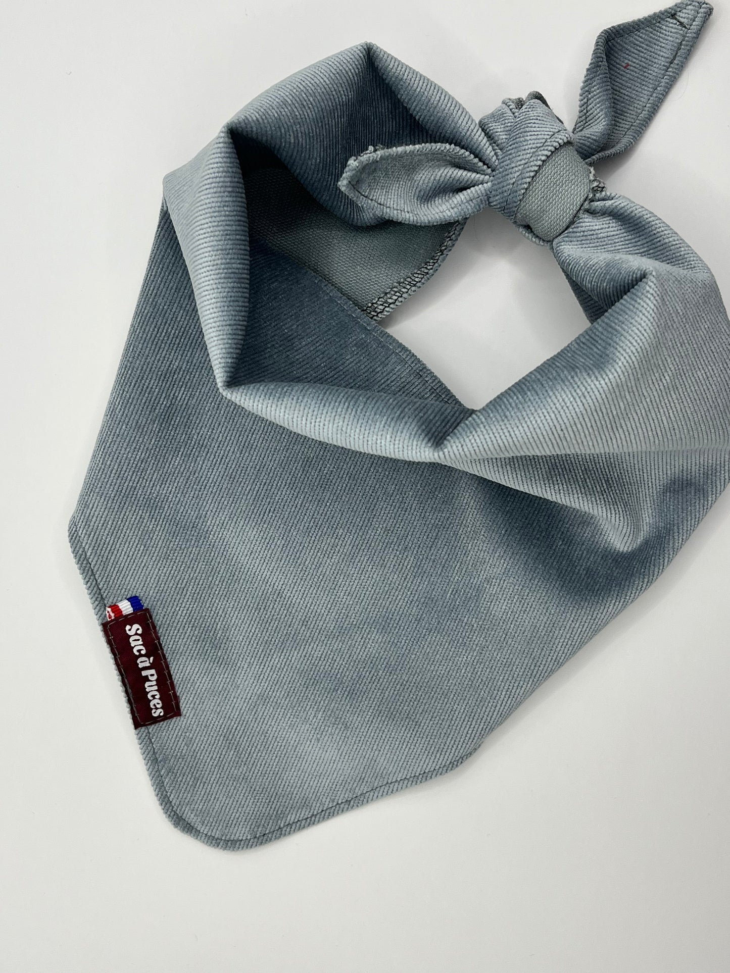 Bandana Petit Velours – Bleu Flocon