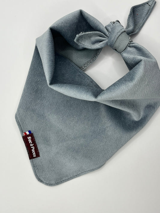 Bandana Petit Velours – Bleu Flocon
